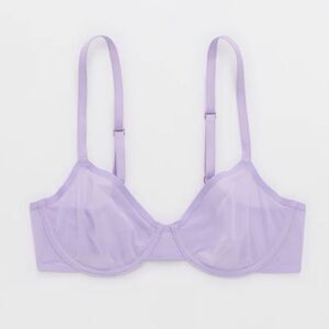 NWT Aerie 38C Smoothez Mesh Unlined Sheer Purple Balconette Bra